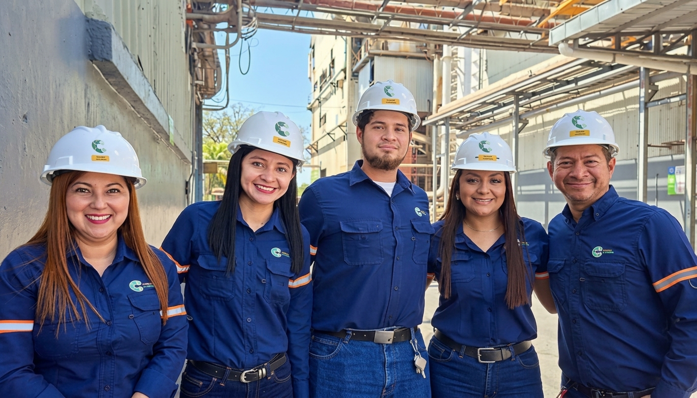 Colaboradores de Ingenio La Cabaña en la planta industrial