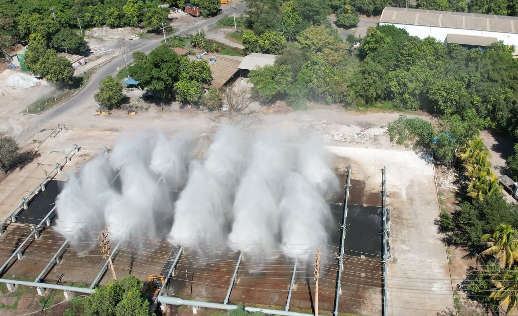 Vista aérea del sistema MIST en la planta de Ingenio La Cabaña